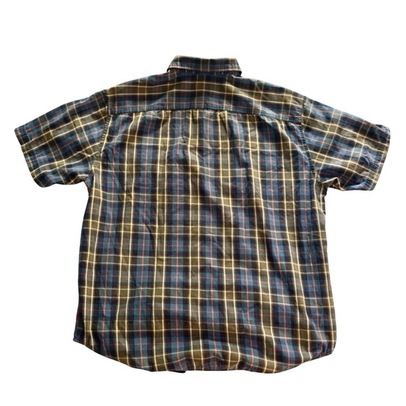 Vintage 90s GAP Shirt Men L Blue Plaid Short Sleeve Button Down Casual Cotton - Picture 8 of 8